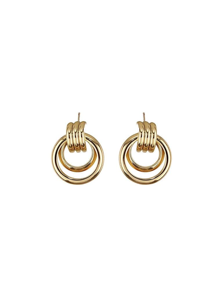 Anti-Tarnish 18k Gold Plated Concentric Hoop Earrings view 3