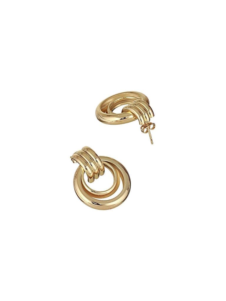 Anti-Tarnish 18k Gold Plated Concentric Hoop Earrings view 5