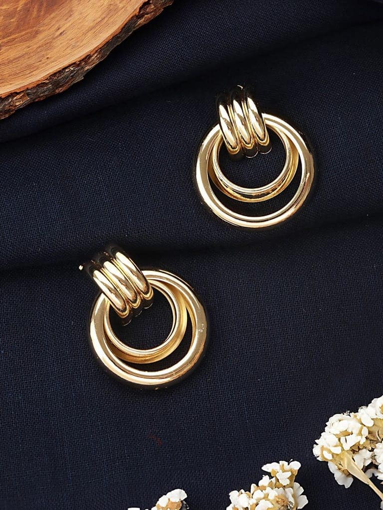 Anti-Tarnish 18k Gold Plated Concentric Hoop Earrings view 8