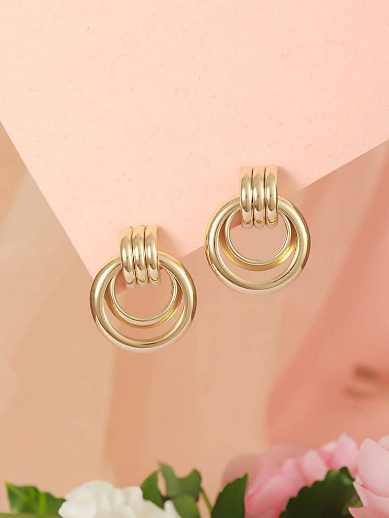 Anti-Tarnish 18k Gold Plated Concentric Hoop Earrings view 9