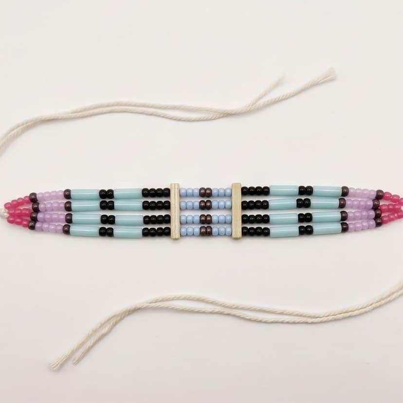 Handcrafted Multi-Strand Beaded Choker with Earrings view 2
