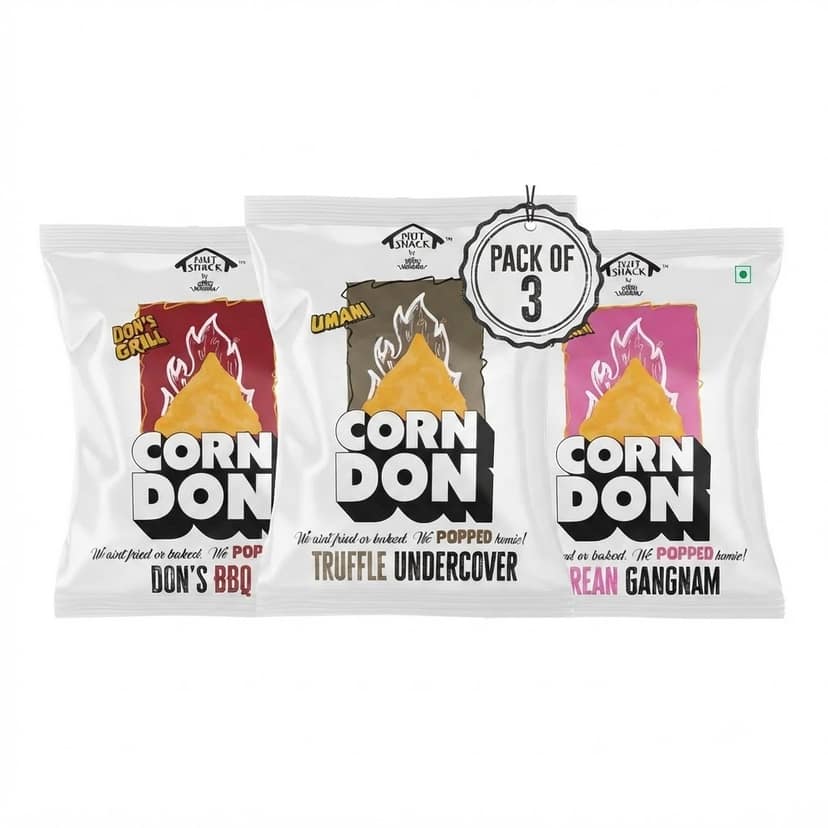 Mr Makhana Corndon Korean Gangnam Truffle Undercover and Dons BBQ Popped Corn Chips Combo Pack of 3