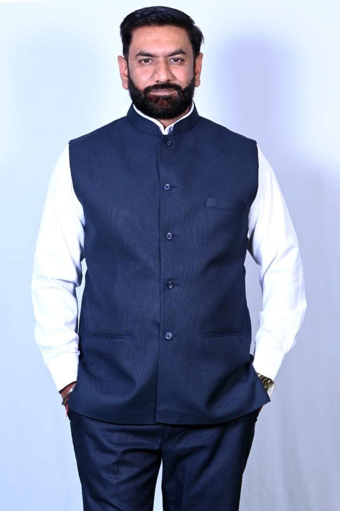 Classic Navy Blue Nehru Jacket for Men view 2