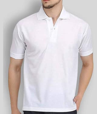 FASHION365 Pack of 1 Cotton Blend Slim Fit Solid Half Sleeves Men's Polo T Shirt ( White )