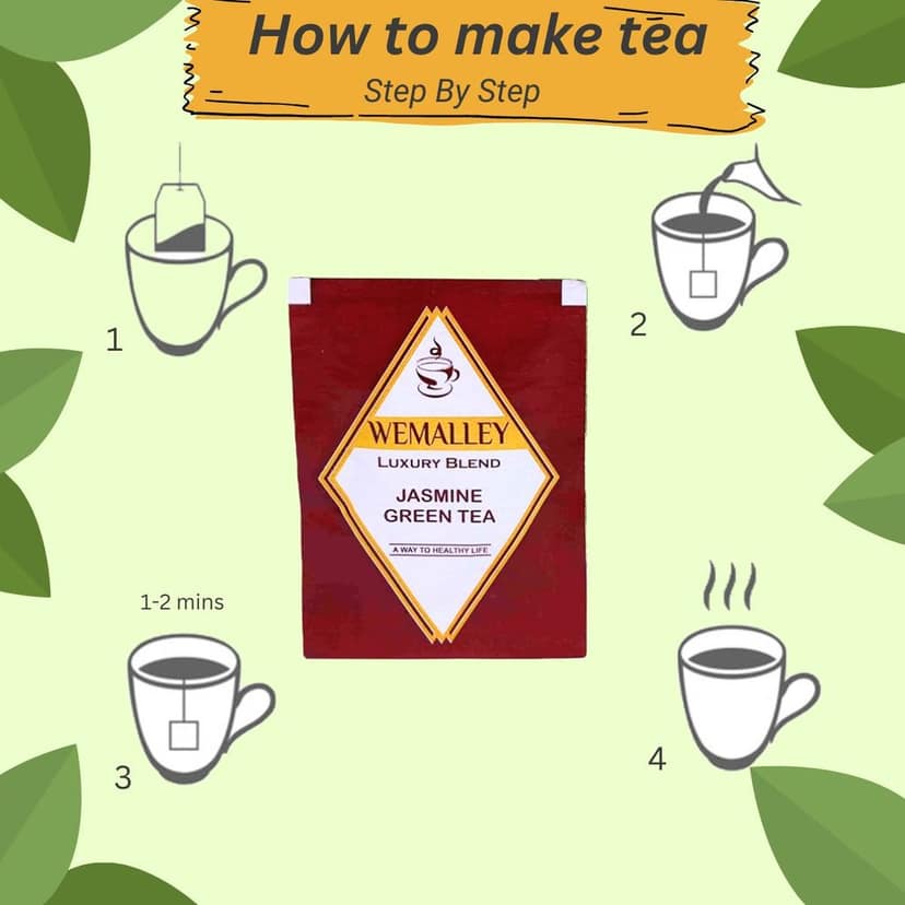Wemalley Organic Jasmine Flowers Green Tea Teabags 40 grams| Improves Digestion| Reduces Cholesterol| Keep Cancer at Bay| Rich in Antioxidants| 0% Bitterness| 20 Teabags view 4