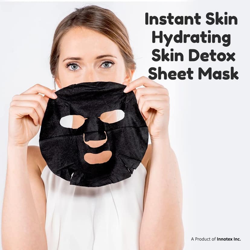 Masking Diva Charcoal Face Sheet Mask Natural Serum Facial Sheet Mask Hibiscus, Apricot & Charcoal for Skin Detox, Cleansing Anti-Ageing (Pack Of 01) Bamboo Charcoal Mask Sheet view 6