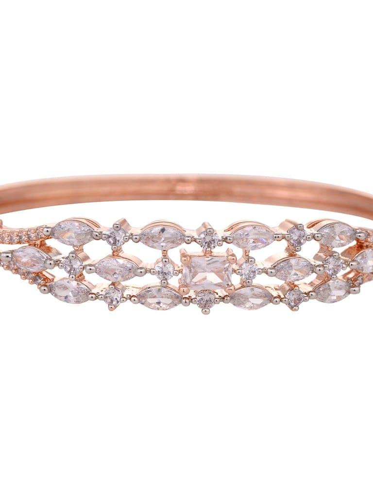 Rose Gold Plated White AD studded Contemporary bangle Bracelet view 4