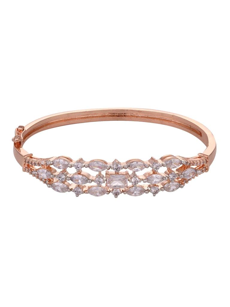 Rose Gold Plated White AD studded Contemporary bangle Bracelet view 6