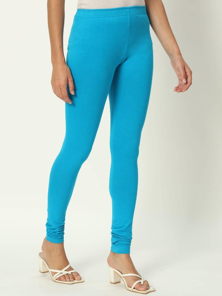 SOFT COLORS Women's Skinny Fit Ethnic Wear Churidar Leggings (Firozi) view 3