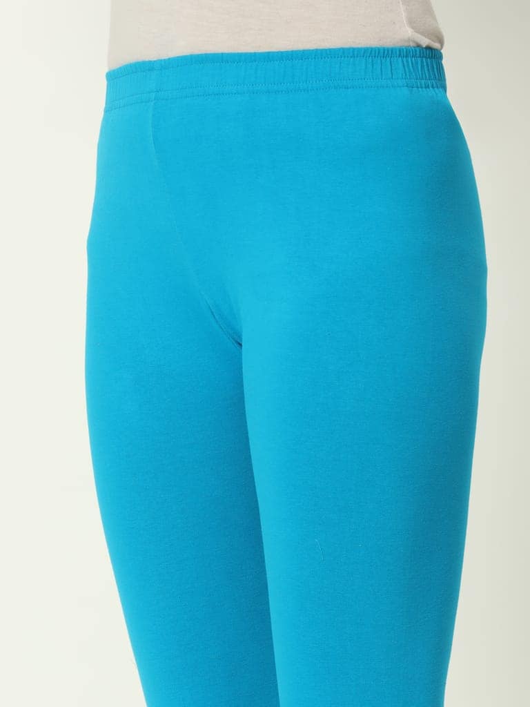 SOFT COLORS Women's Skinny Fit Ethnic Wear Churidar Leggings (Firozi) view 6