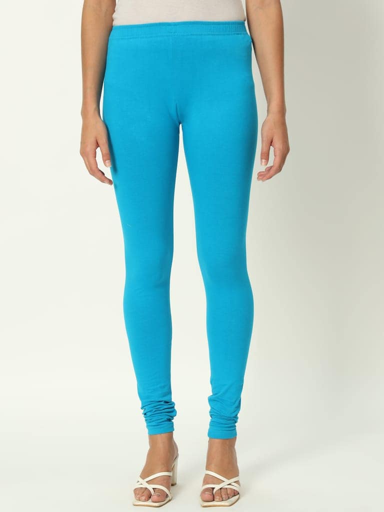 SOFT COLORS Women's Skinny Fit Ethnic Wear Churidar Leggings (Firozi) view 7