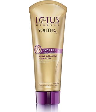Lotus Herbals YouthRx Active Anti Ageing Foaming Gel Face Wash With Jojoba, Ginseng & Ginger, 100g