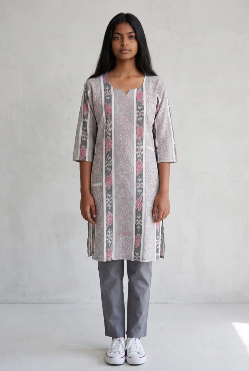 Odisha Handloom Floral Print Cotton Kurti