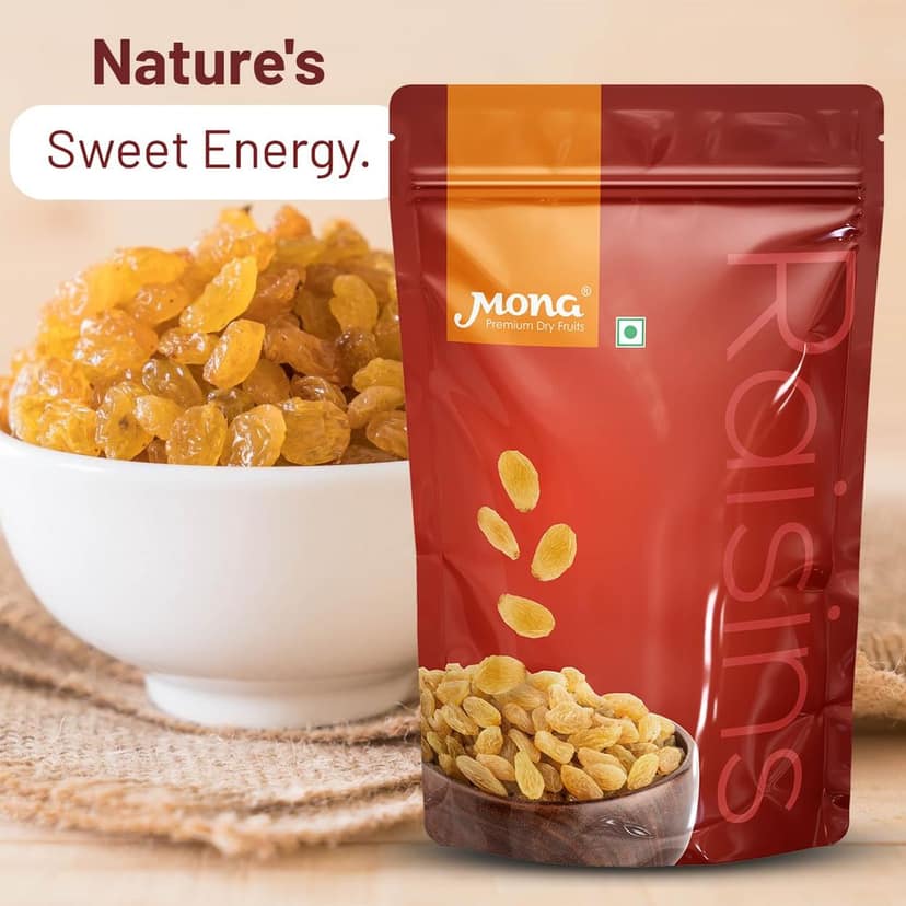 Mona Premium Golden Raisins - 100% Natural Dried Kishmish Dry Fruits view 5