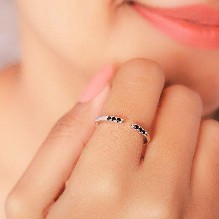 Silver Black Arc Ring view 2