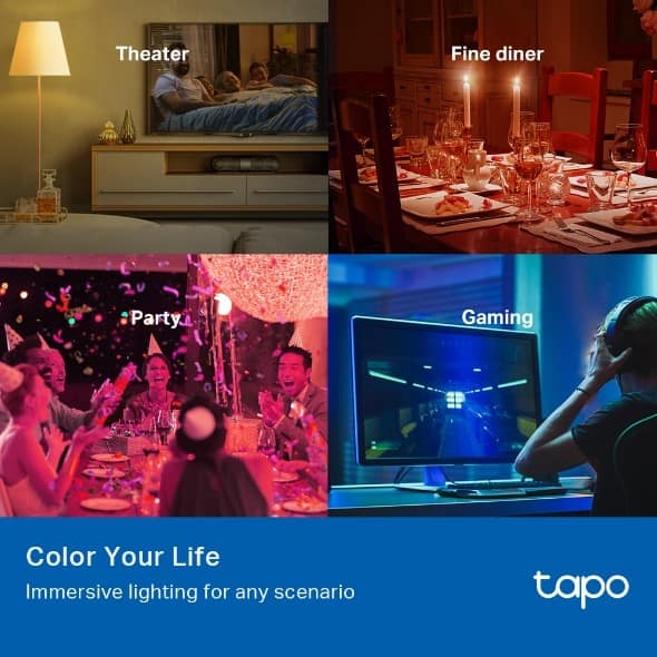 TP-Link Tapo L530B Smart Bulb, Smart Wi-Fi LED Light, B22, 8.7W, Compatible with Alexa(Echo and Echo Dot) and Google Home, Colour-Changeable, No Hub Required [Energy Class A+], Multi, Standard view 2