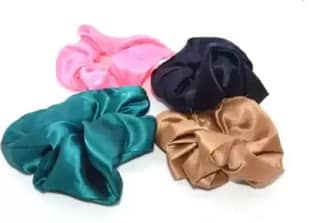 Elecsera Hair Tie Pure Silk Scrunchies hair Elastic Rubber Bands Pack of 4 Rubber Band (Multicolor)