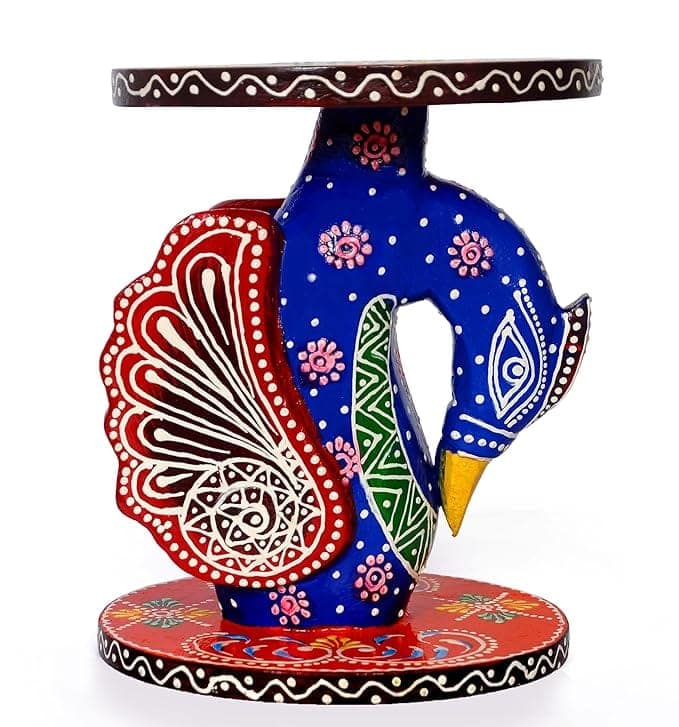 Kondapalli Decorative /Pooja Wooden Peacock Side Table Stand view 2