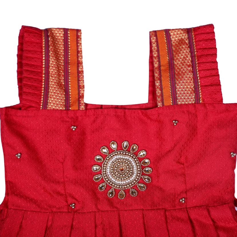 Red Khun Frock for girls view 4