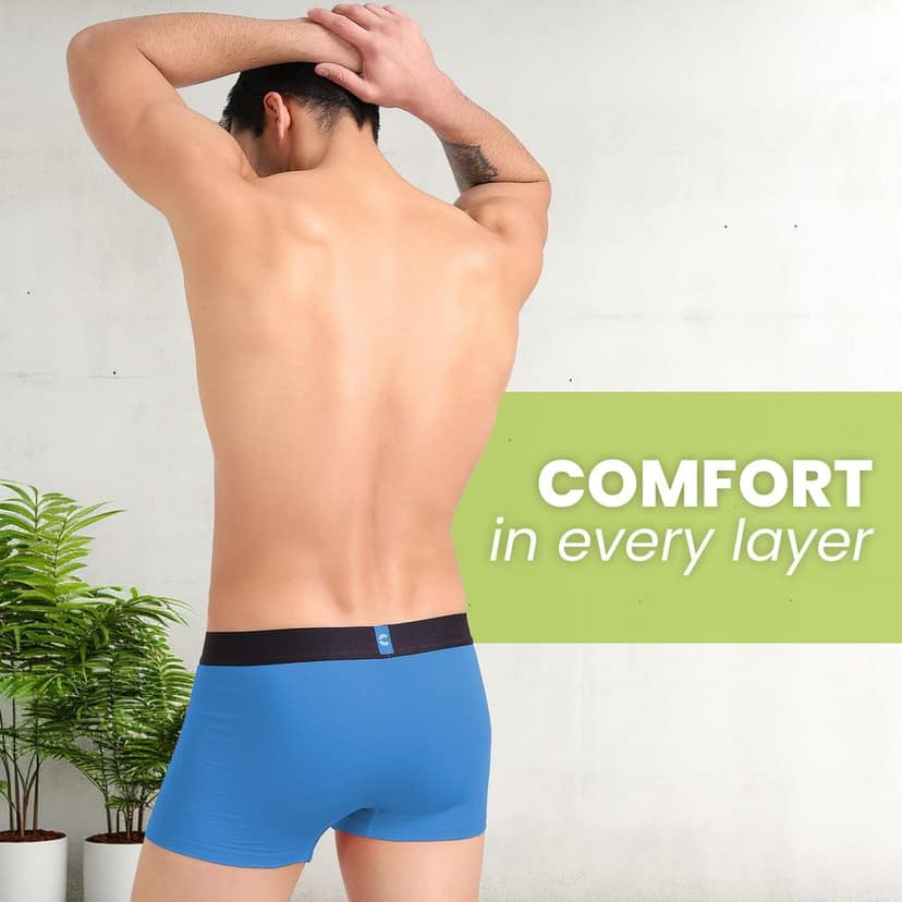 Freecultr Men's Underwear Organic Cotton (Ultrasoft Waistband) Premium Snug-Fit Trunk Pack of 1-Brilliant Blue view 3