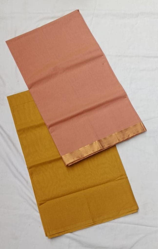 Mustard yellow and pink cotton salwar suit with gota patti work