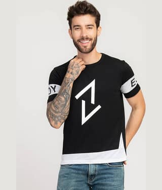 ELBATROSS Pack of 1 Polyester Slim Fit Men's T-Shirt ( Black )