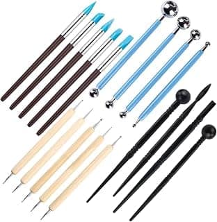 Oytra Clay Sculpting Tools Pottery Modelling Set with Dotting Embossing Carving Shaping Stylus Tool for Air Dry Polymer Fondant Cake Decorating Nail Art Mandala Drawing Rock Painting