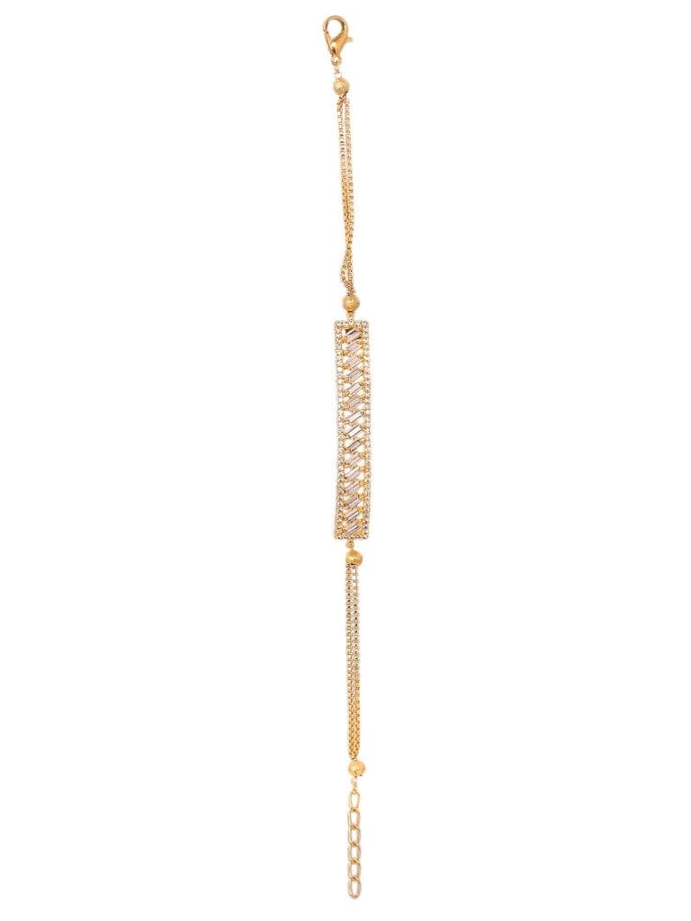 Gold Toned White Ad Studded Sleek Wraparound Bracelet view 6
