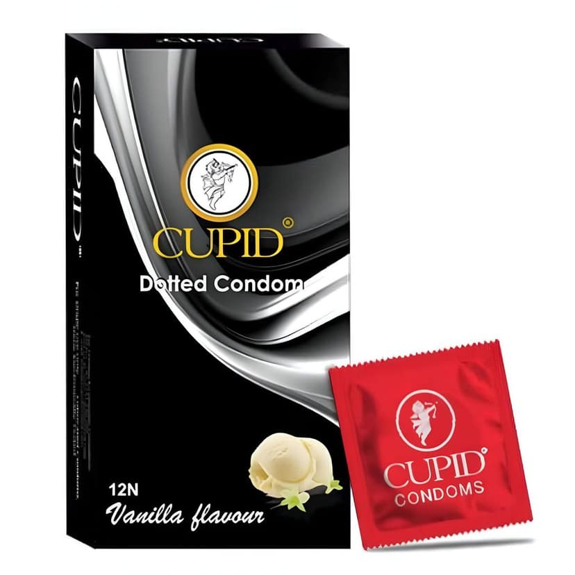 Cupid Dotted & Flavoured Condoms Vanilla Flavour (Pack of 3) | Lubricated & Multitextured Condoms | For Her Enhanced Pleasure | Pack of 3, 20 Pcs Each view 2