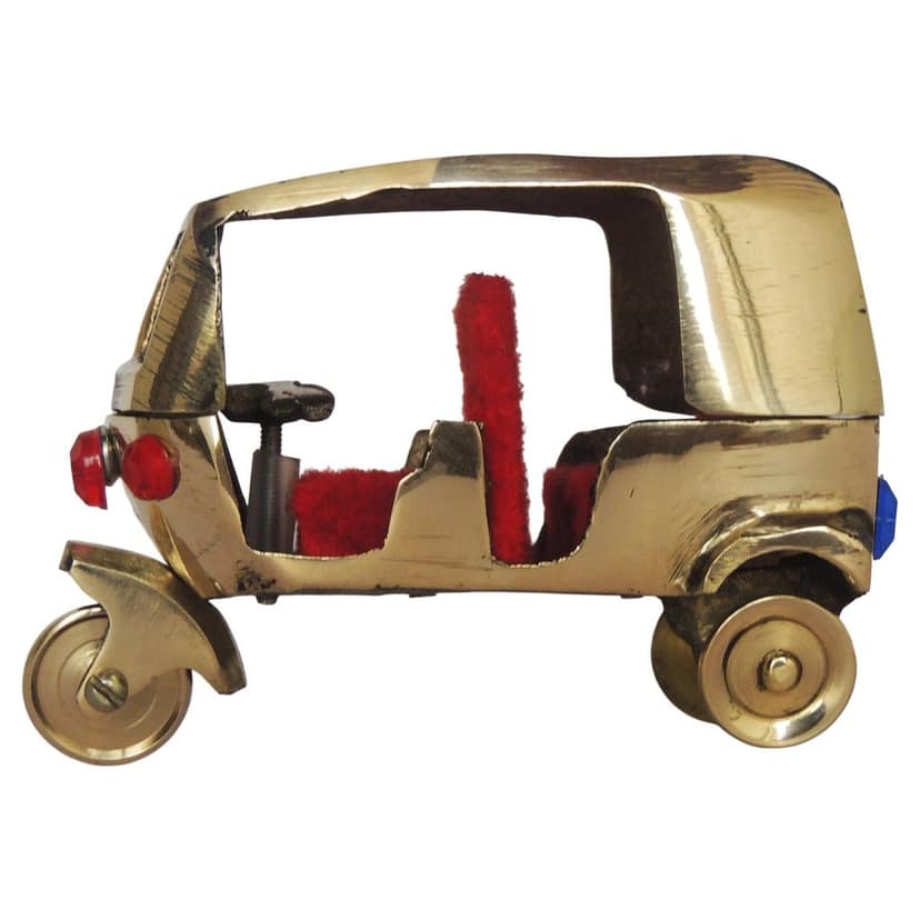 Brass Auto Rickshaw Miniature | Vintage Indian Toy, Height : 2.8 Inch (ZMAS254 A) view 2