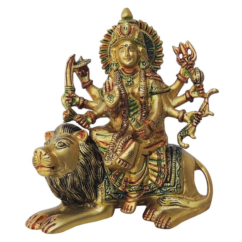 Brass Durga Ji God Idol - Artistic Brass Puja Showpiece, Height : 7 Inch (BSMAS937 S) view 2