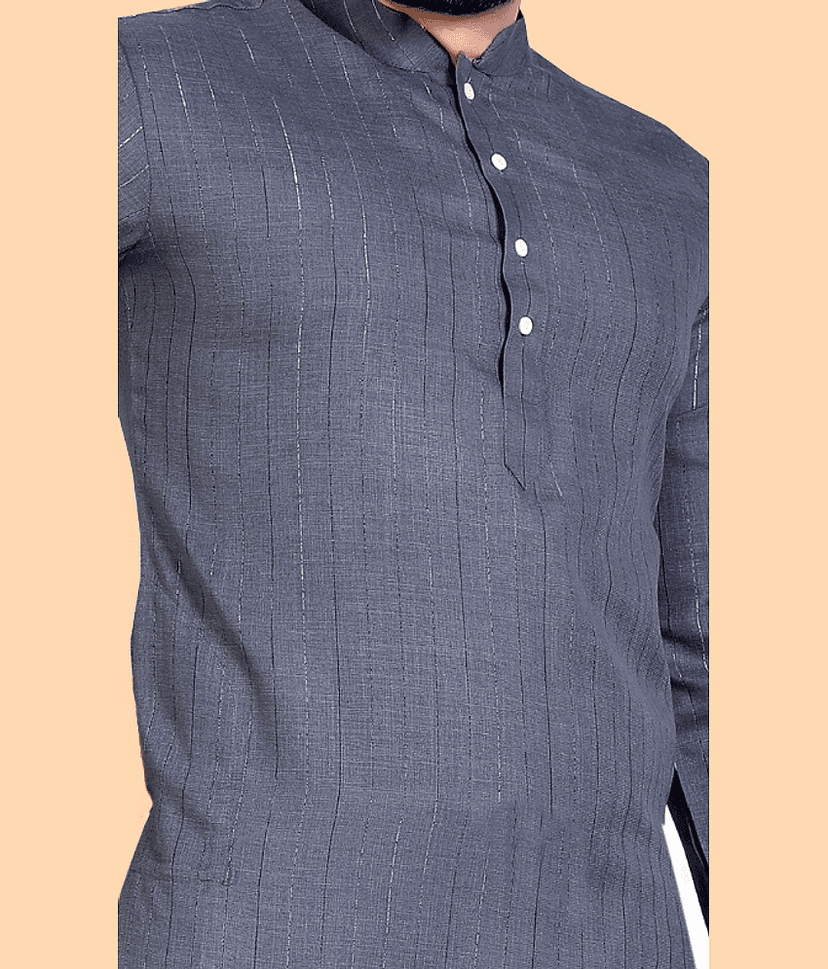 Balaji's - Grey Cotton Blend Men's Regular Kurta ( Pack of 1 ) view 2