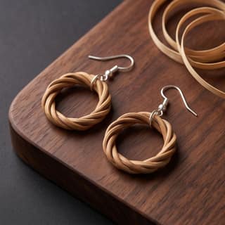 Handcrafted Rattan Circle Hoop Earrings