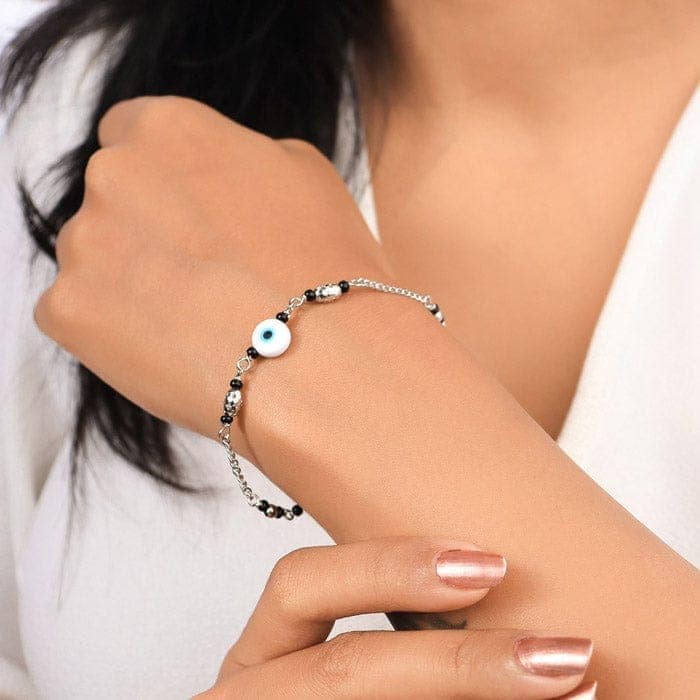 Silver Ethereal Evil Eye Mangalsutra Bracelet view 2