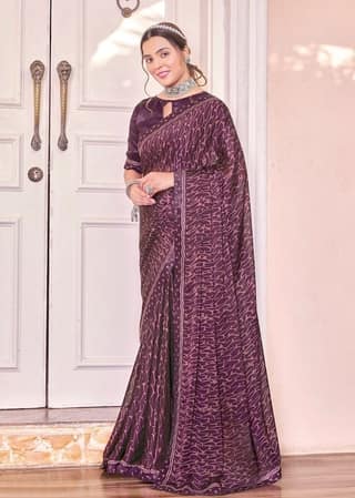 Digital Printed Georgette Saree in Wine