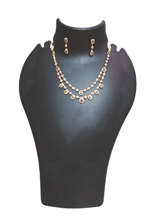 Elegant Gold-Plated American Diamond Necklace Set with Earrings