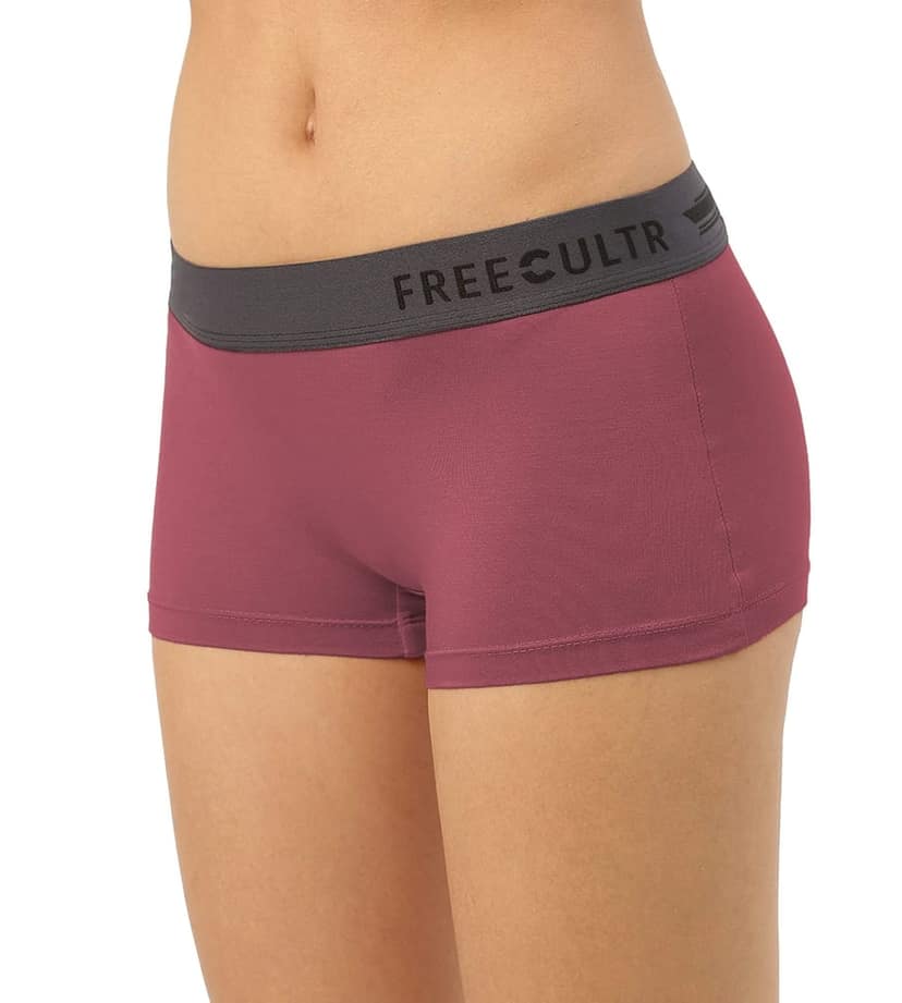 Freecultr Women's Underwear Antibacterial Micromodal Airsoft | Boy Short - Non-Itch, No Chafing, Sweat-Proof Comfort Pack of 1-Rossini Red view 4