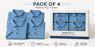 [Pack of 4] Classic Light Blue Polo Shirt – Soft Cotton Blend