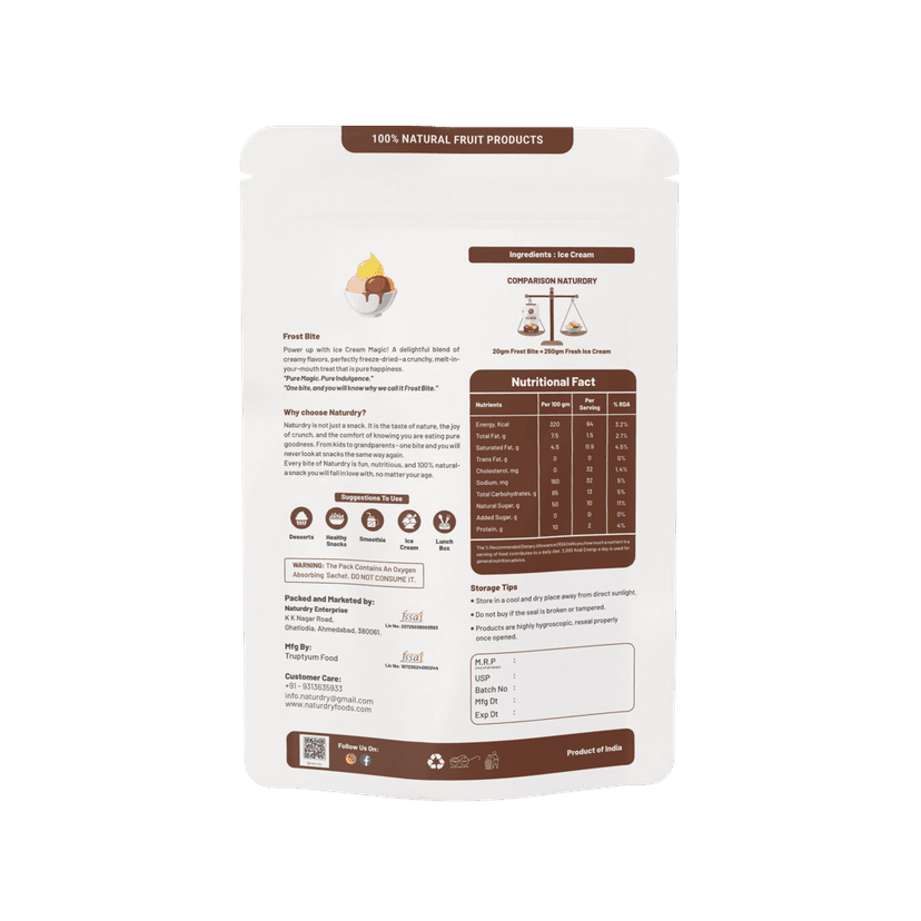 NaturDry Freeze-Dried Frost Bite Ice Cream | Lightly Sweetened, Gluten Free | Healthy Snack | 20g view 3