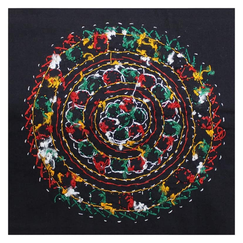 Garvi Gurjari (A Gujarat Govt Enterprise) Cotton Multicolor Hand Embroidered Patch with Mirror Work(GGCMEP59) view 2