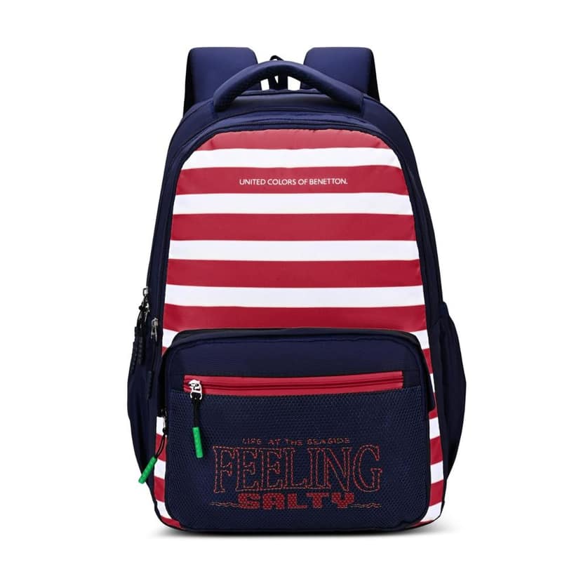 United Colors of Benetton Unisex High-School Backpack CIPHER | Printed High School Bag with 3 Compartments, Airmesh Padding | Backpack for School Girls and Boys | 27L Capacity