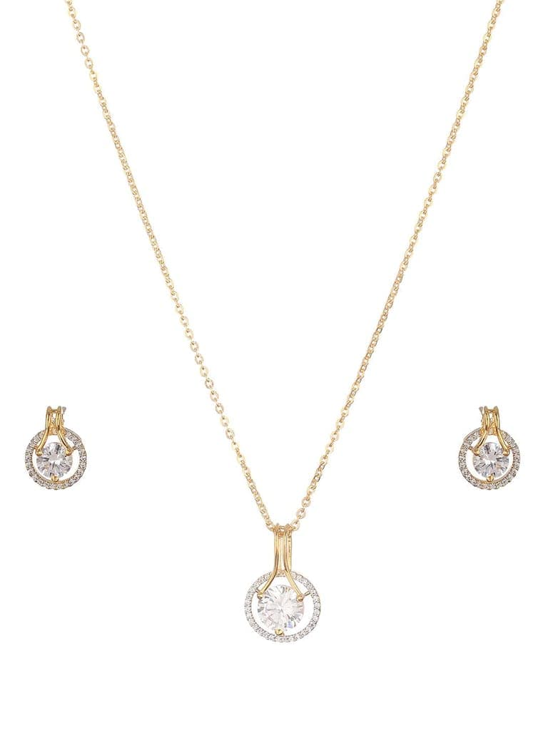 Gold Toned Solitaire AD Studded Minimal Locket Jewellery Set view 6