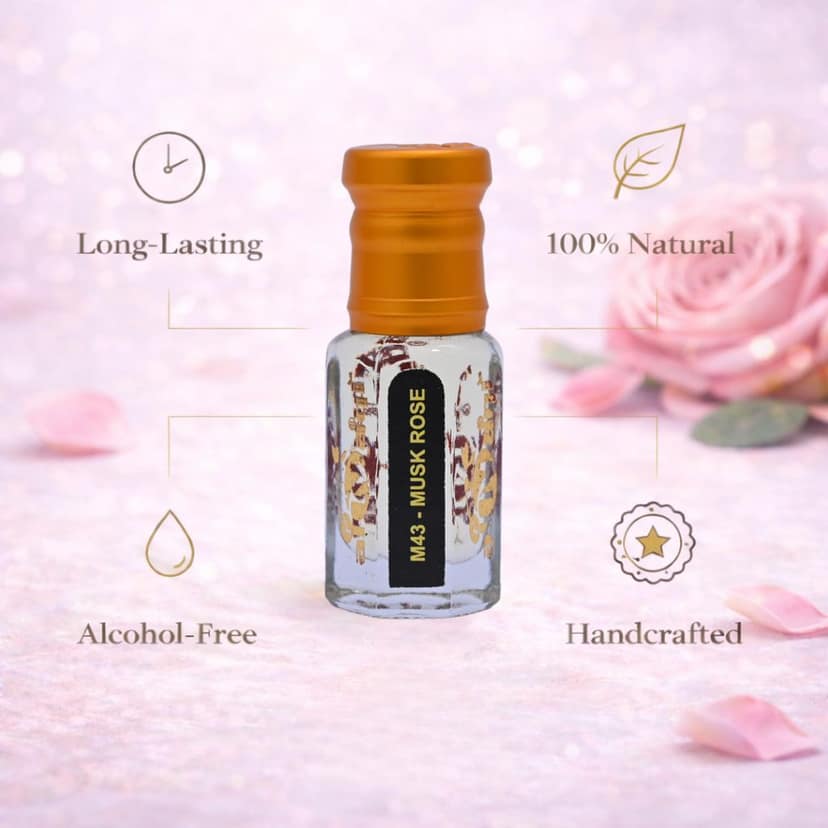 alnaqi fragrances Musk Rose Attar Perfume Oil | Unisex Arabian Attar | Alcohol-Free Roll-On | Fresh Rose & Soft White Musk Notes | Long-Lasting Concentrated Arabic Perfume Oil view 3