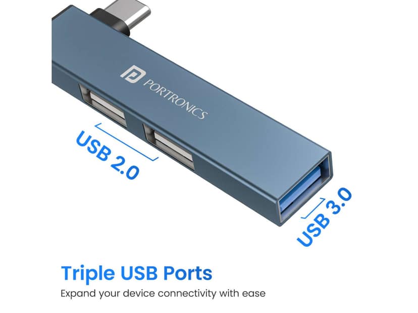 Portronics Mport Mino C SuperSpeed USB 3.0, High-Speed USB 2.0, L-Shaped Design, Sleek & Compact view 2