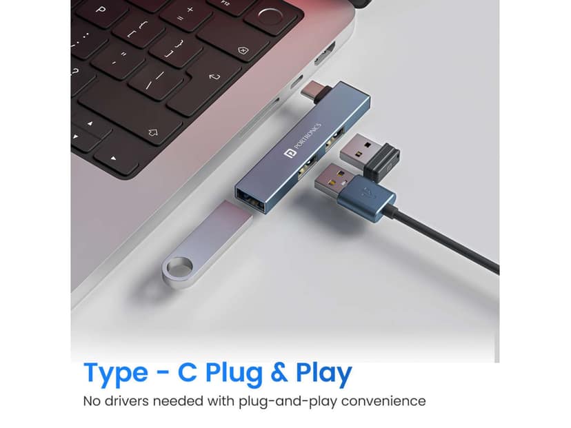 Portronics Mport Mino C SuperSpeed USB 3.0, High-Speed USB 2.0, L-Shaped Design, Sleek & Compact view 3