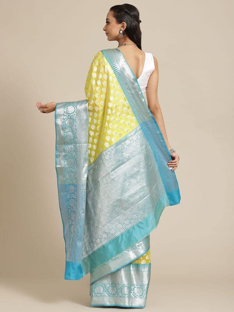 Women's Heavy Zari Kanjeewaram Silk Saree With Unsticthed Blouse Piece view 3