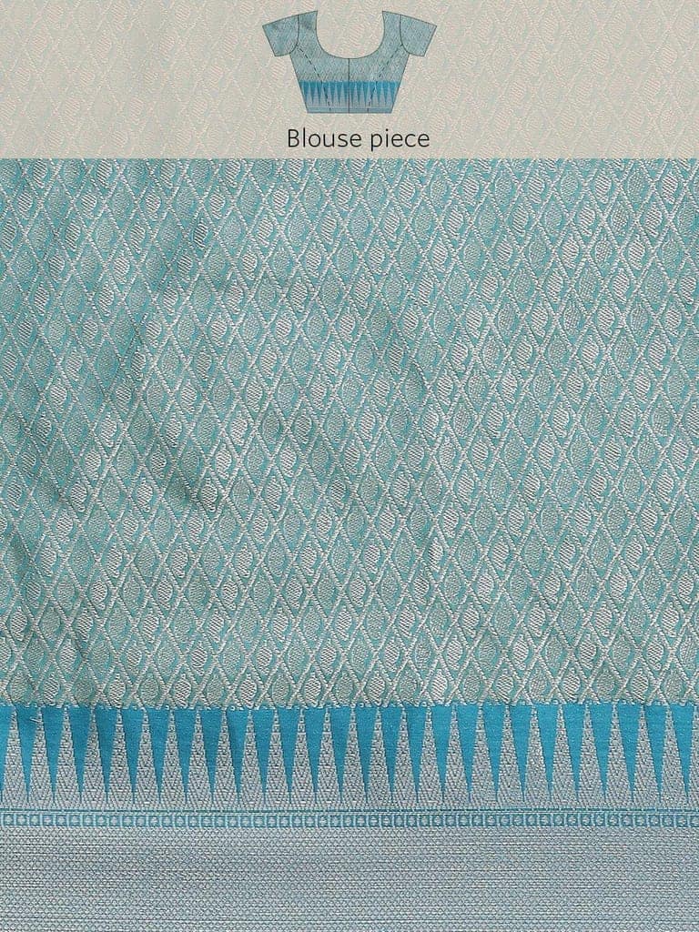 Women's Heavy Zari Kanjeewaram Silk Saree With Unsticthed Blouse Piece view 8