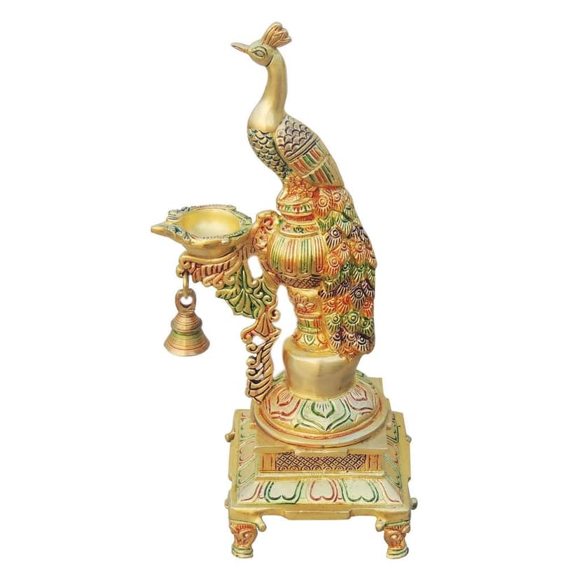 Brass Fancy Peacock Deepak (BSMAS1255 C) view 2