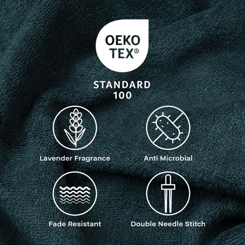 Feather & Spun Bamboo Cotton Face Towel(Pack of 4) | Lavender Fragrance | Oeko-TEX® Standard 100 | Anti Microbial | Fade Resistant | Double Needle Stitch | 600 GSM - 33 cms x 33 cms view 5