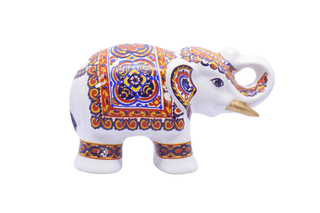 Thai Benjarong style porcelain elephant figurine